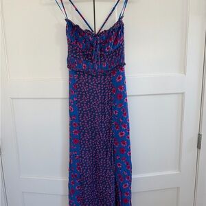 Free People Blue and Pink Floral Midi Dress